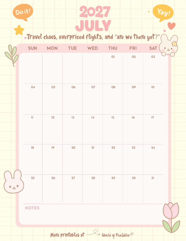 Printable July 2027 Calendar Design 326