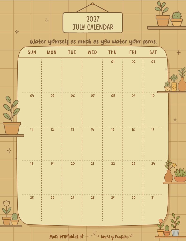 Printable July 2027 Calendar Design 336