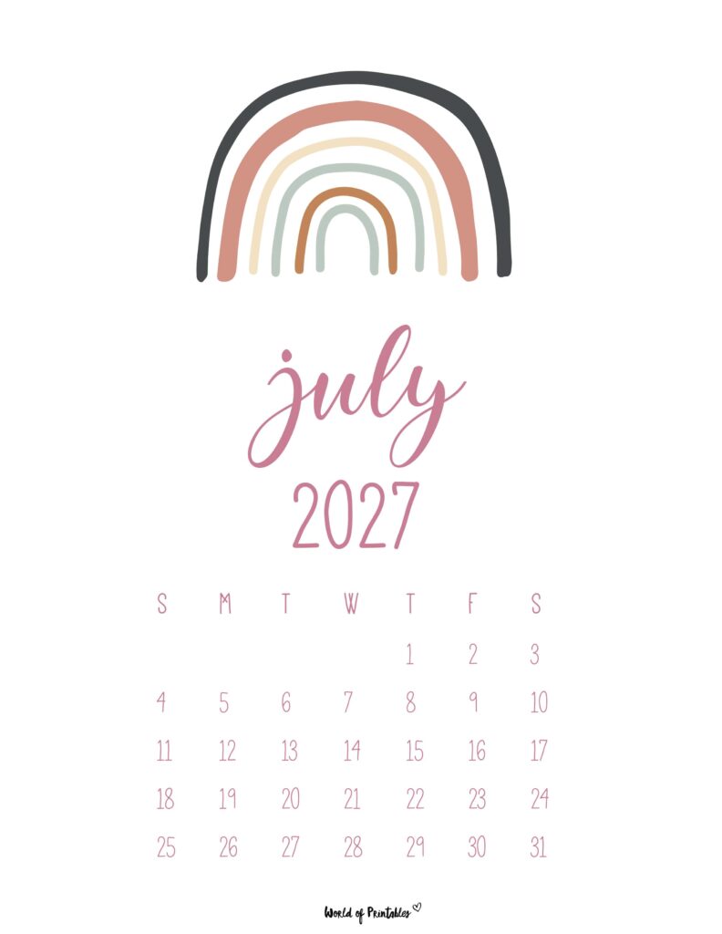 Printable July 2027 Calendar Design 34