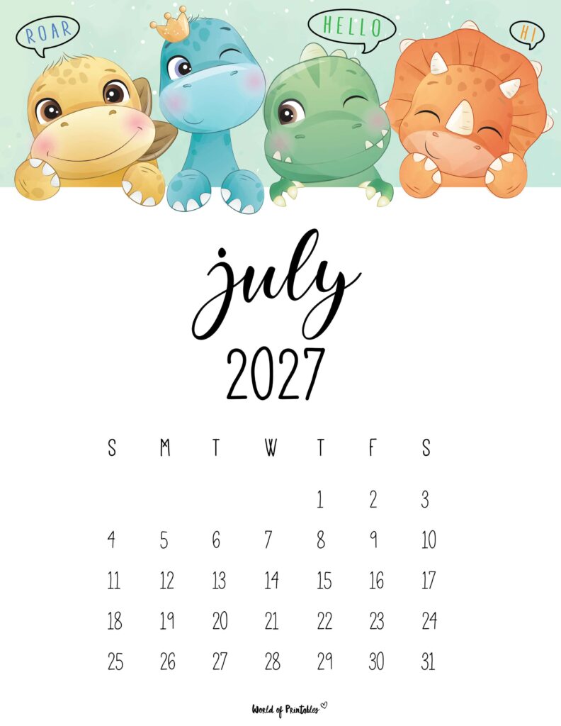 Printable July 2027 Calendar Design 35