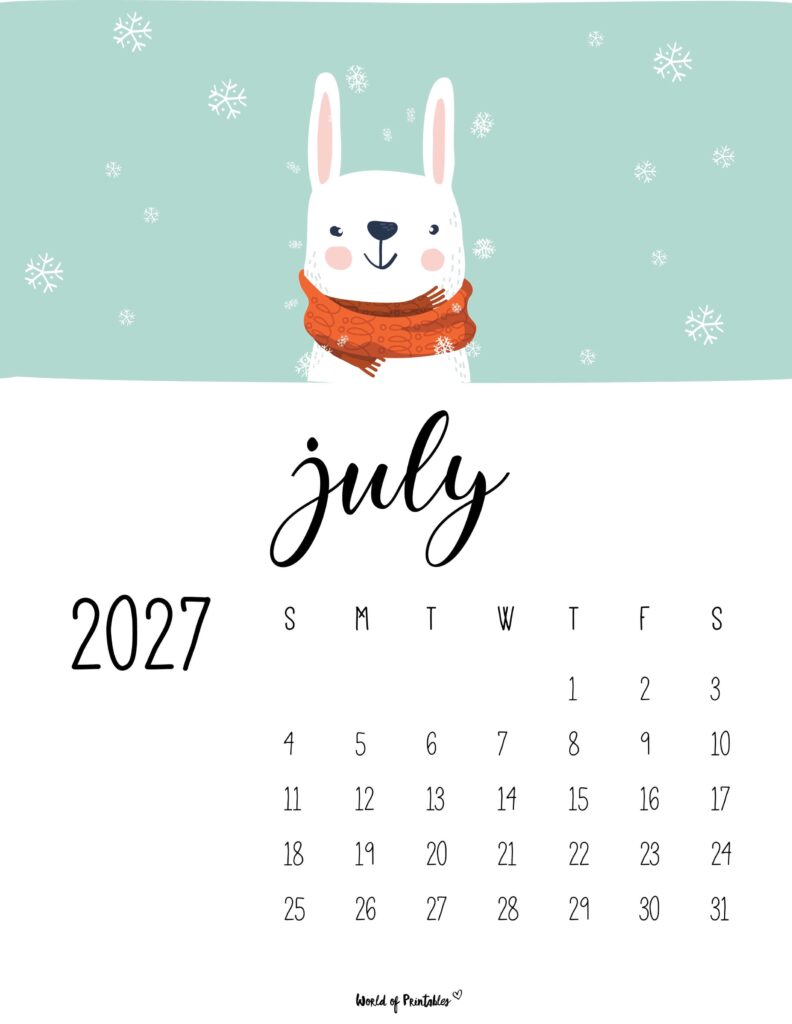 Printable July 2027 Calendar Design 36