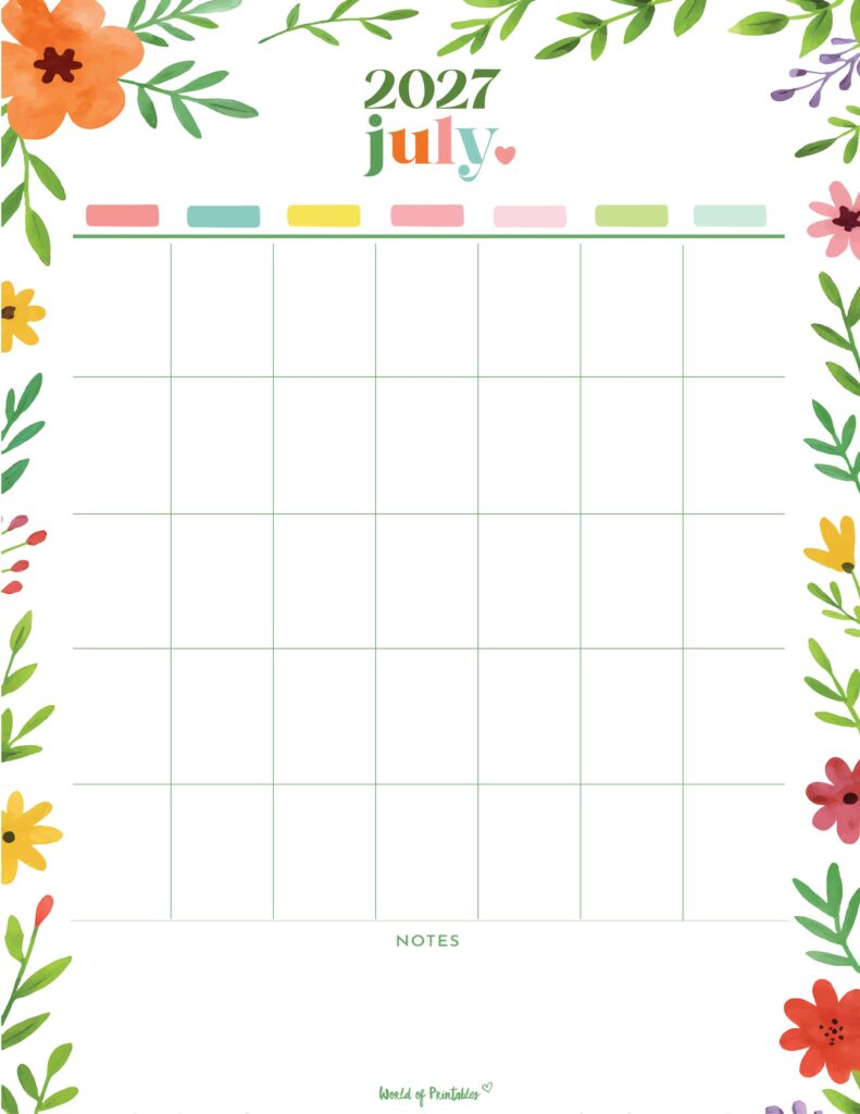 Printable July 2027 Calendar Design 368