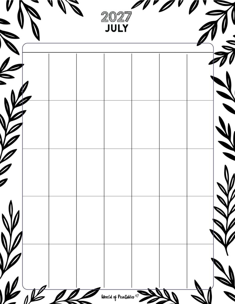 Printable July 2027 Calendar Design 370