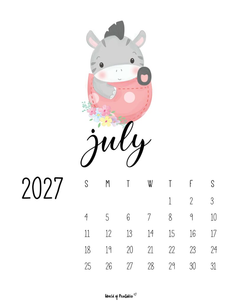 Printable July 2027 Calendar Design 38