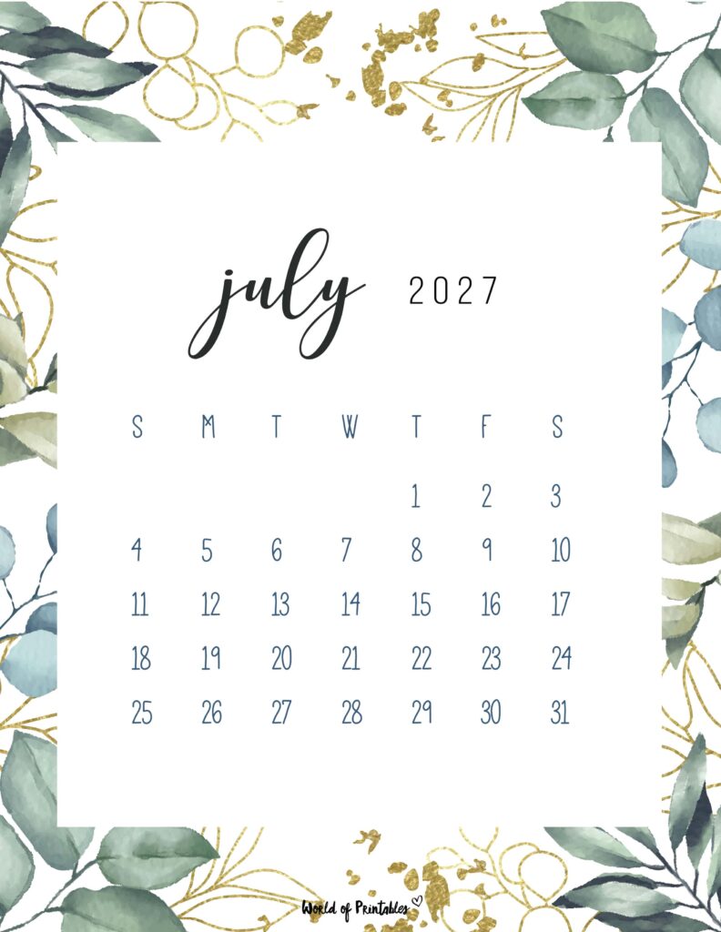 Printable July 2027 Calendar Design 4