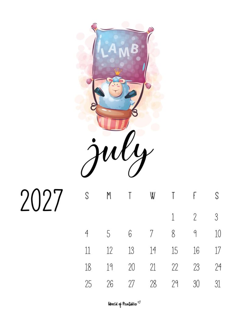 Printable July 2027 Calendar Design 41