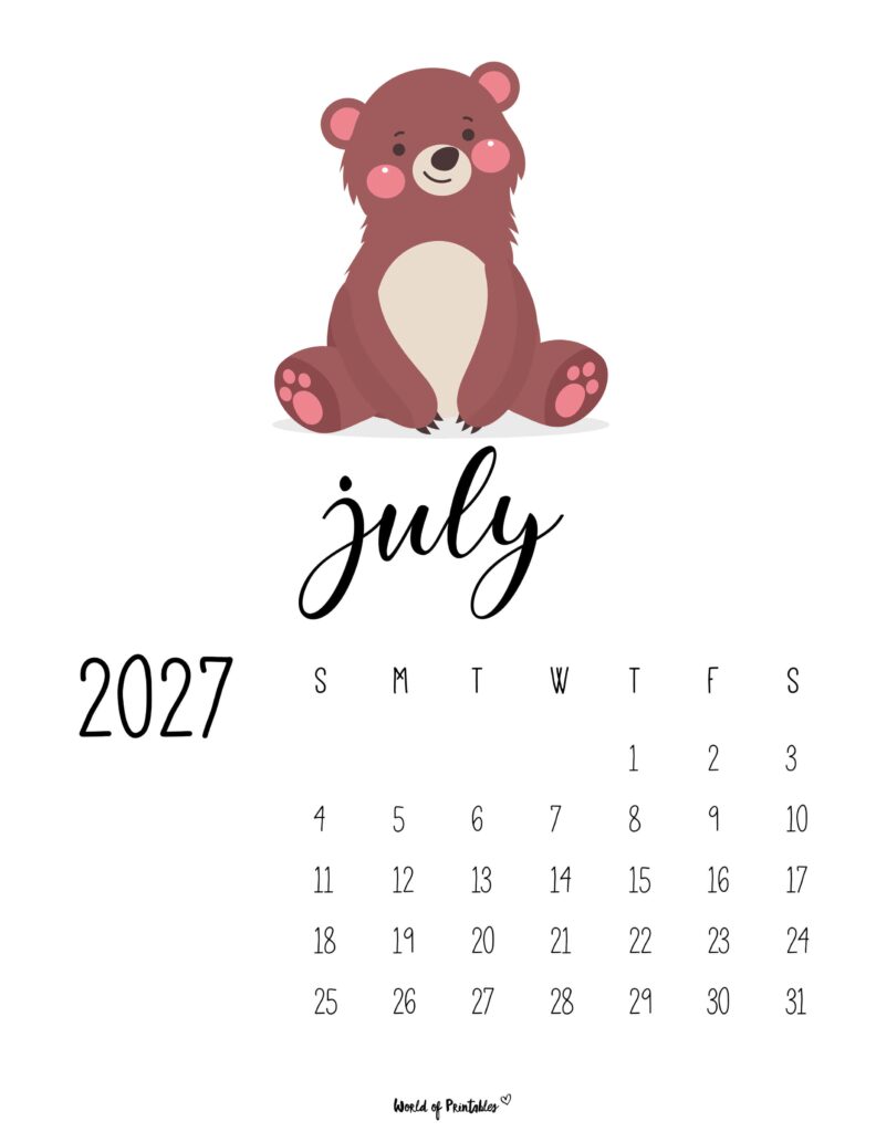 Printable July 2027 Calendar Design 42
