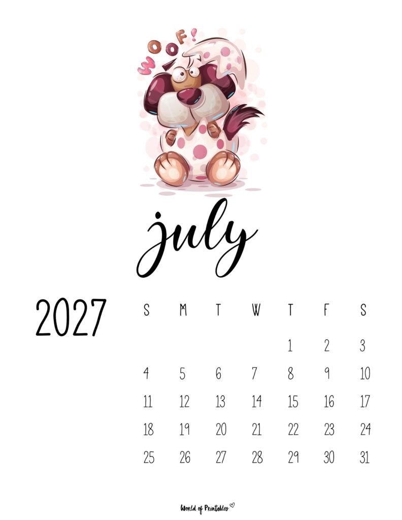 Printable July 2027 Calendar Design 43