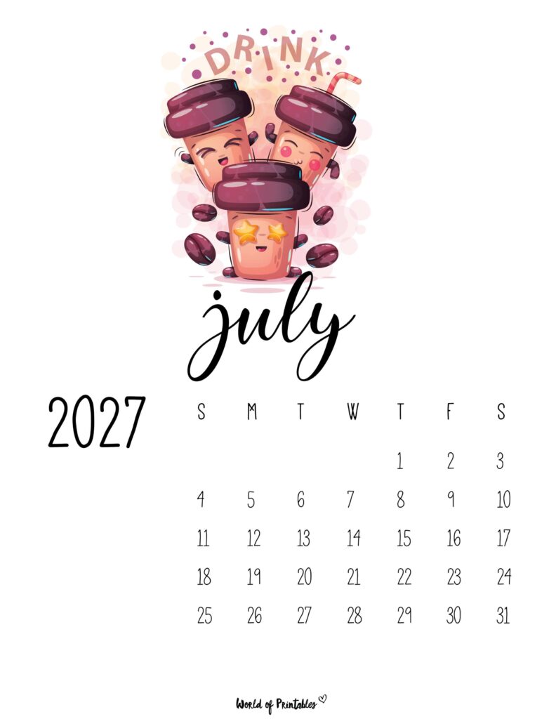 Printable July 2027 Calendar Design 44