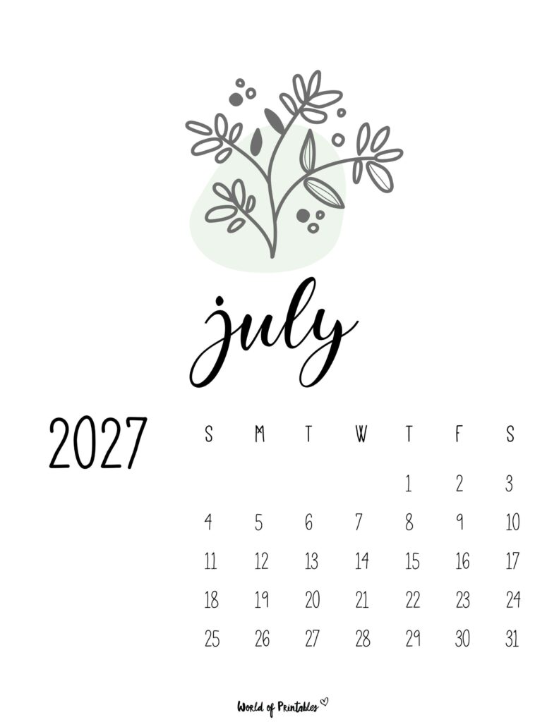 Printable July 2027 Calendar Design 46