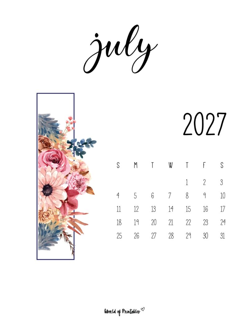 Printable July 2027 Calendar Design 47