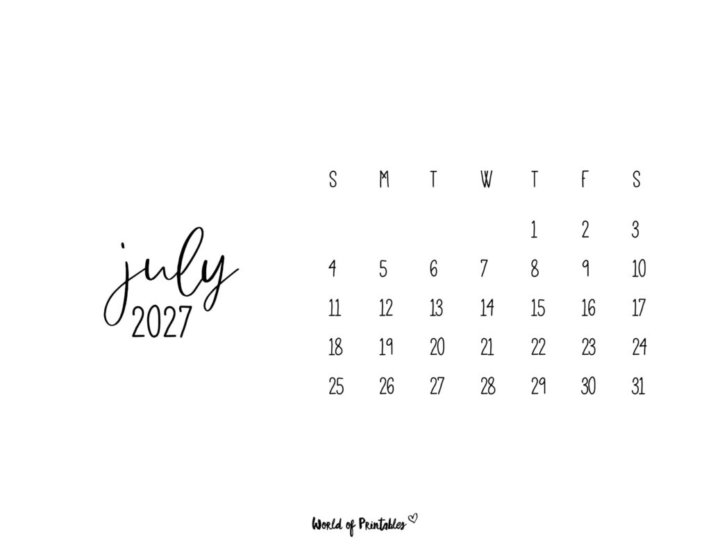 Printable July 2027 Calendar Design 63 alt