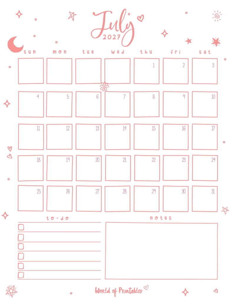 Printable July 2027 Calendar Design 97