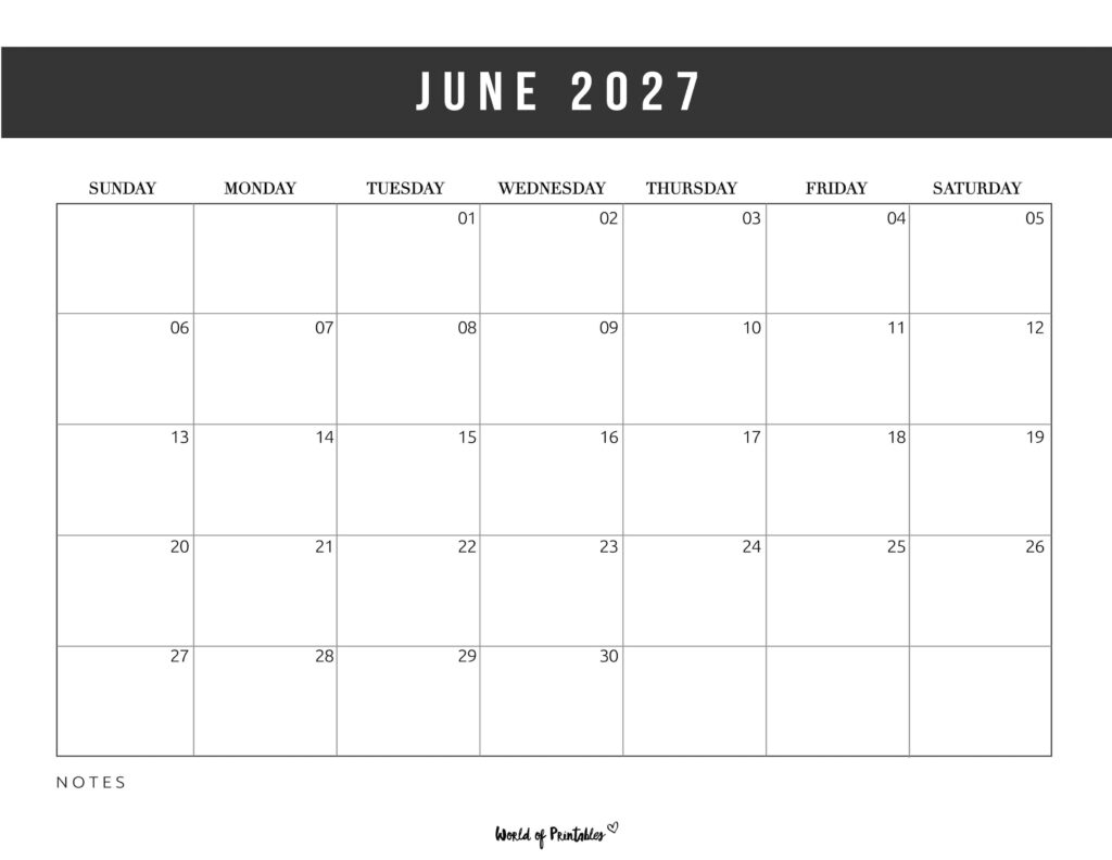 Printable June 2027 Calendar Design 10