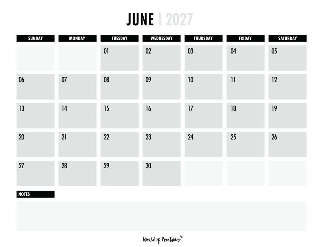 Printable June 2027 Calendar Design 102