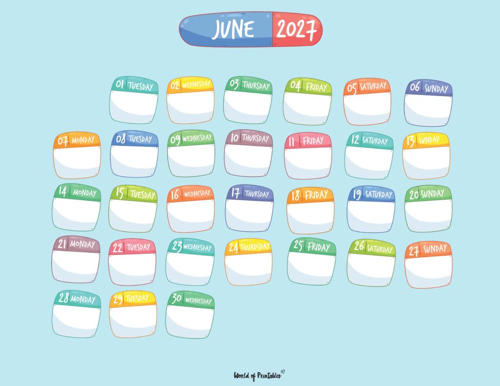 Printable June 2027 Calendar Design 109