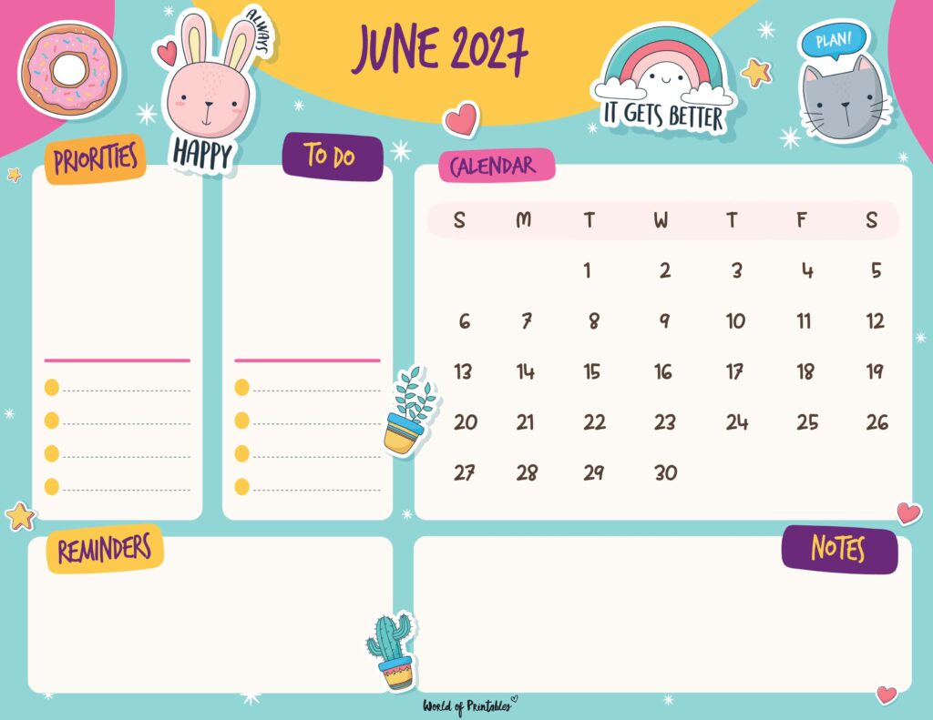 Printable June 2027 Calendar Design 110
