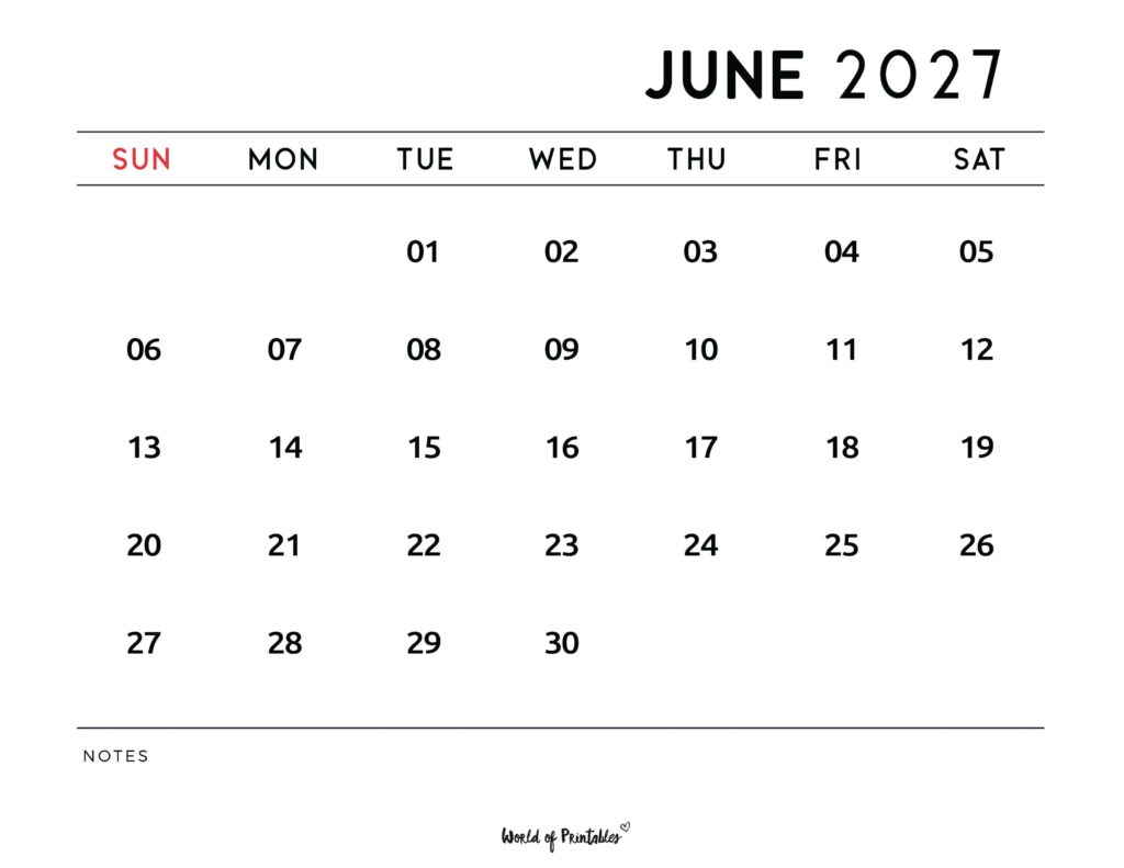 Printable June 2027 Calendar Design 112