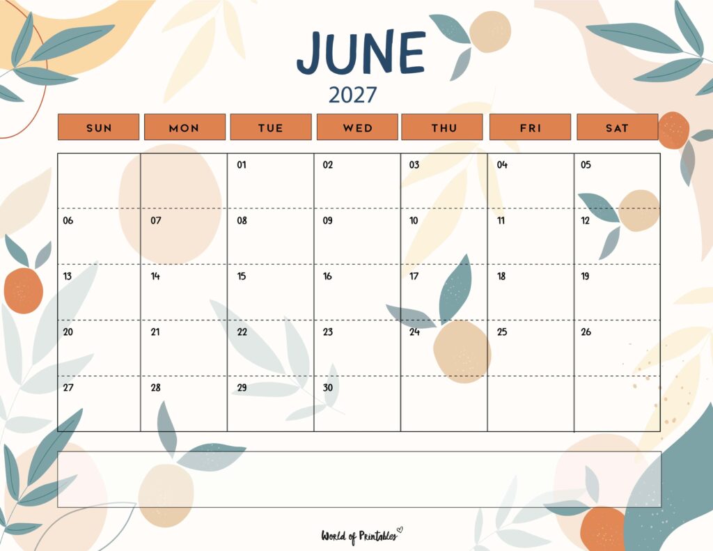 Printable June 2027 Calendar Design 114