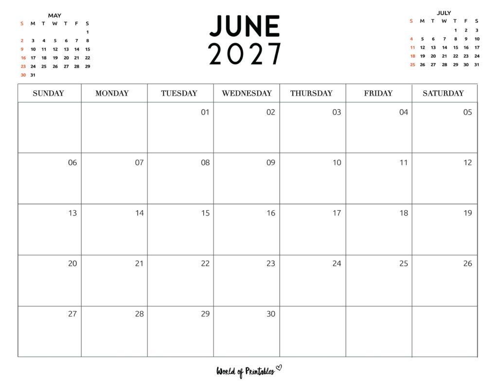 Printable June 2027 Calendar Design 117