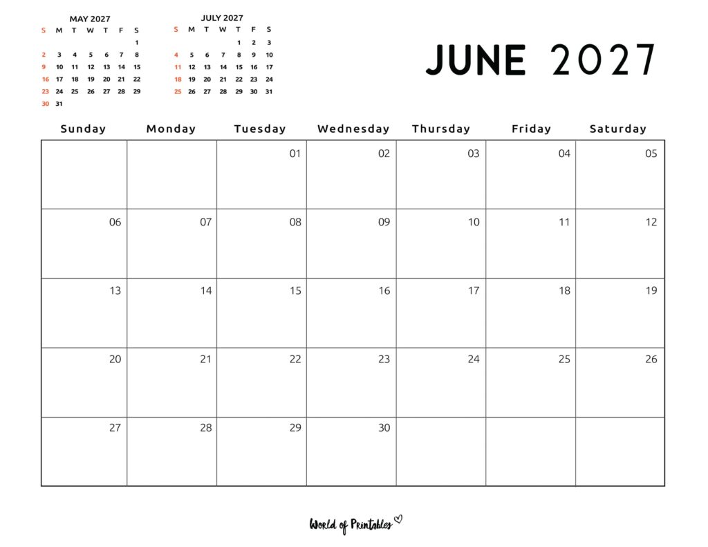 Printable June 2027 Calendar Design 118