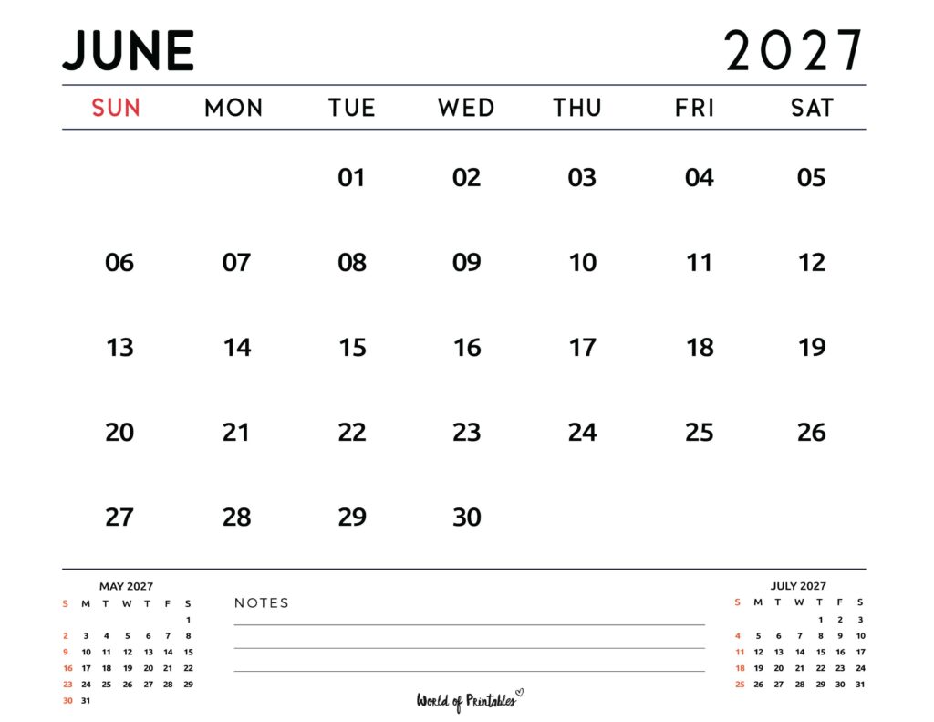 Printable June 2027 Calendar Design 119