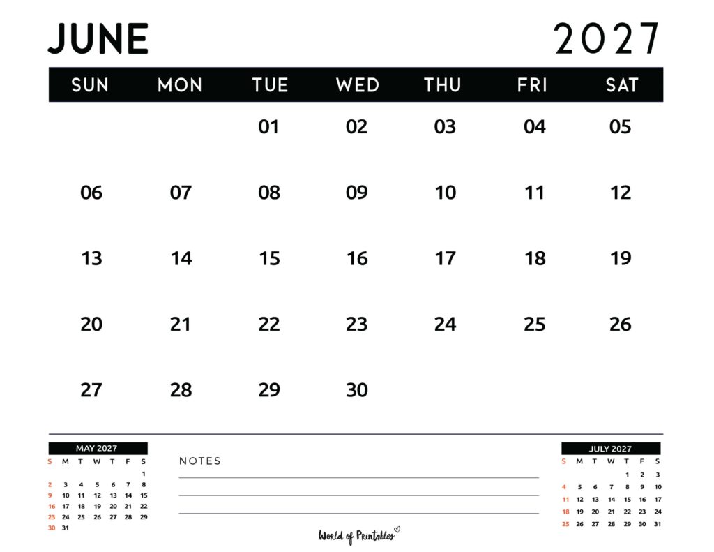 Printable June 2027 Calendar Design 121