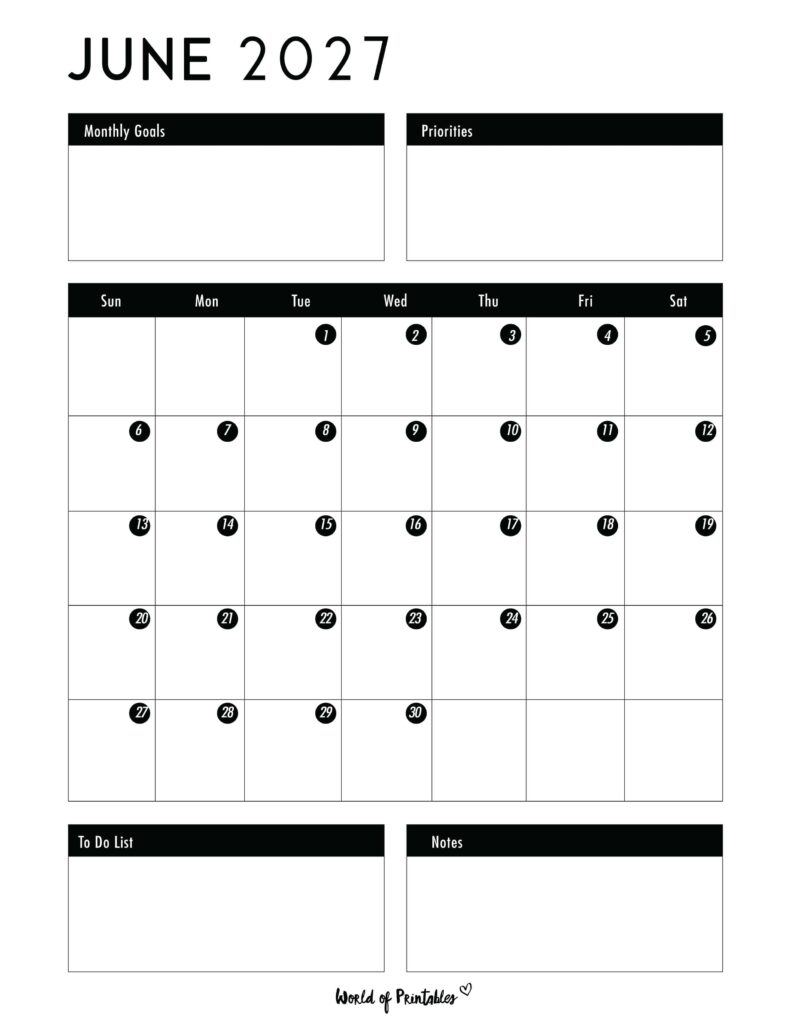 Printable June 2027 Calendar Design 124