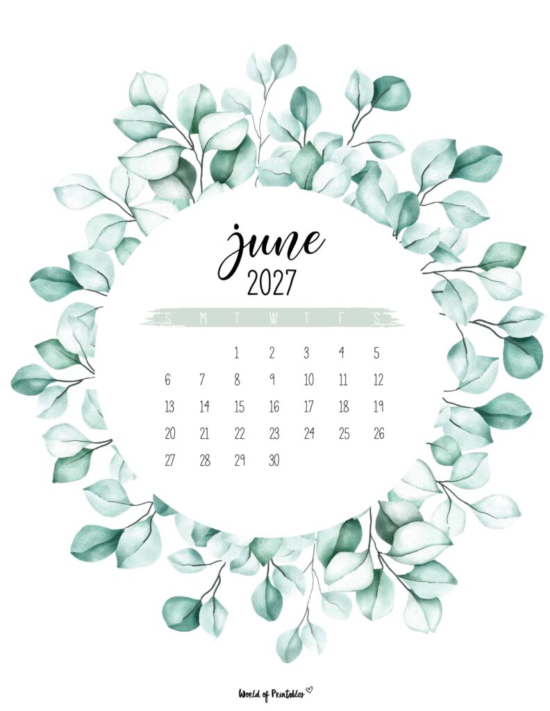 Printable June 2027 Calendar Design 19