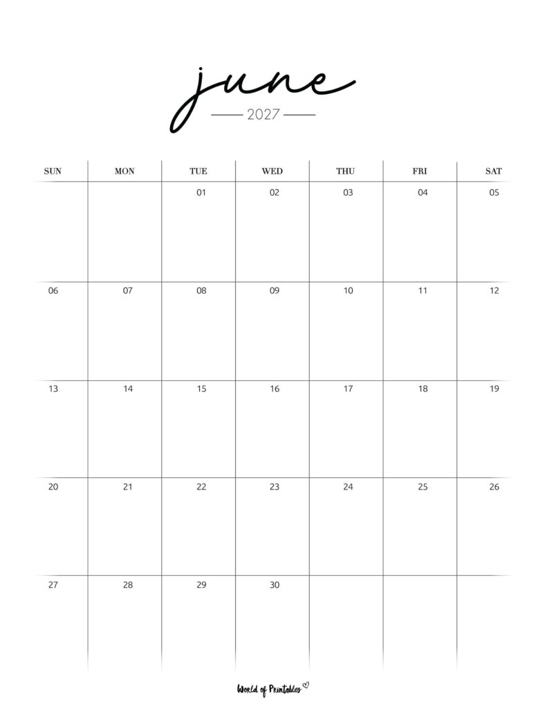 Printable June 2027 Calendar Design 208