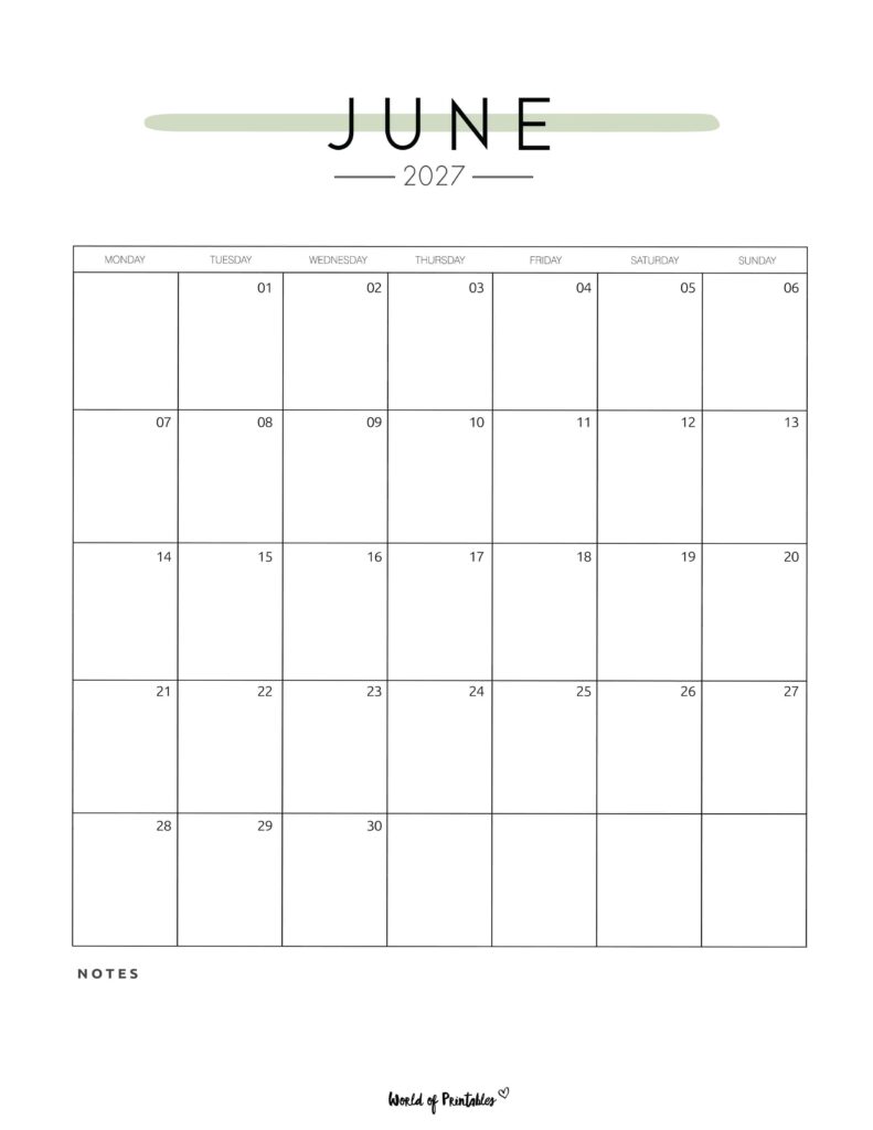 Printable June 2027 Calendar Design 209