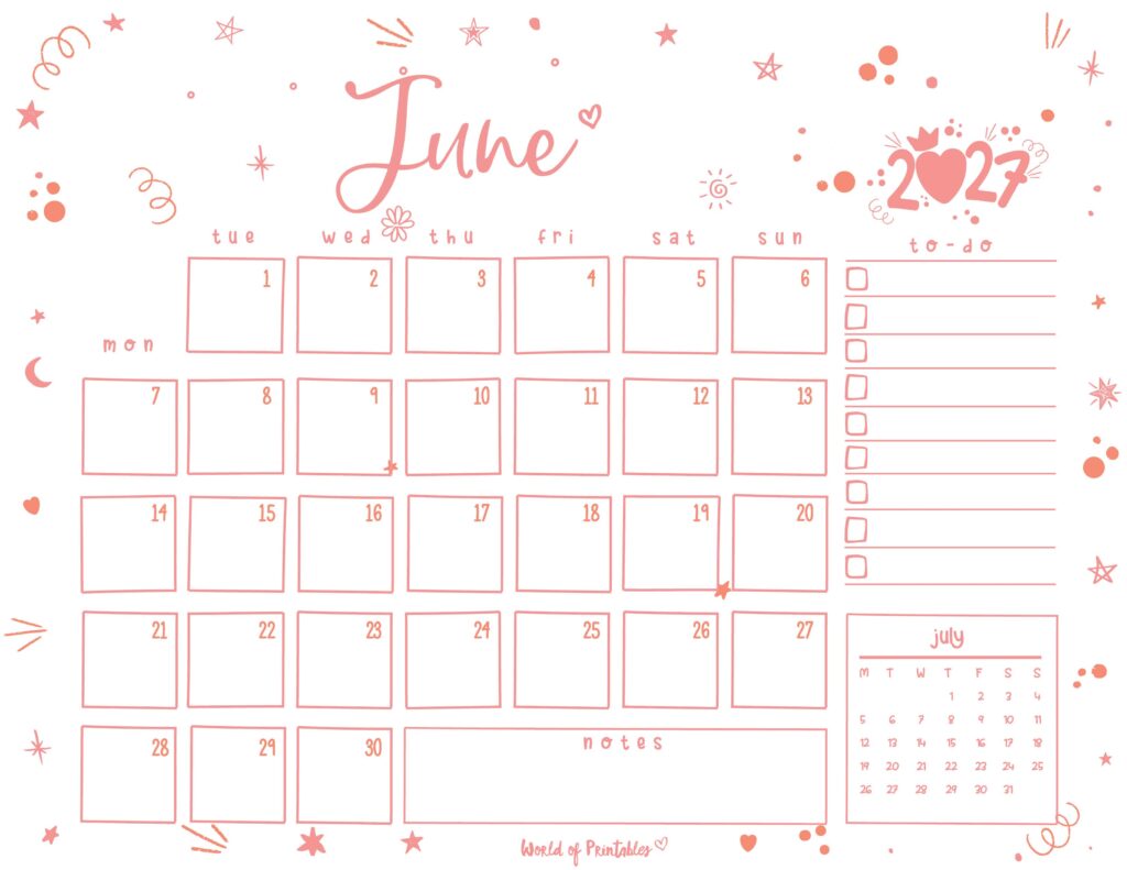 Printable June 2027 Calendar Design 221