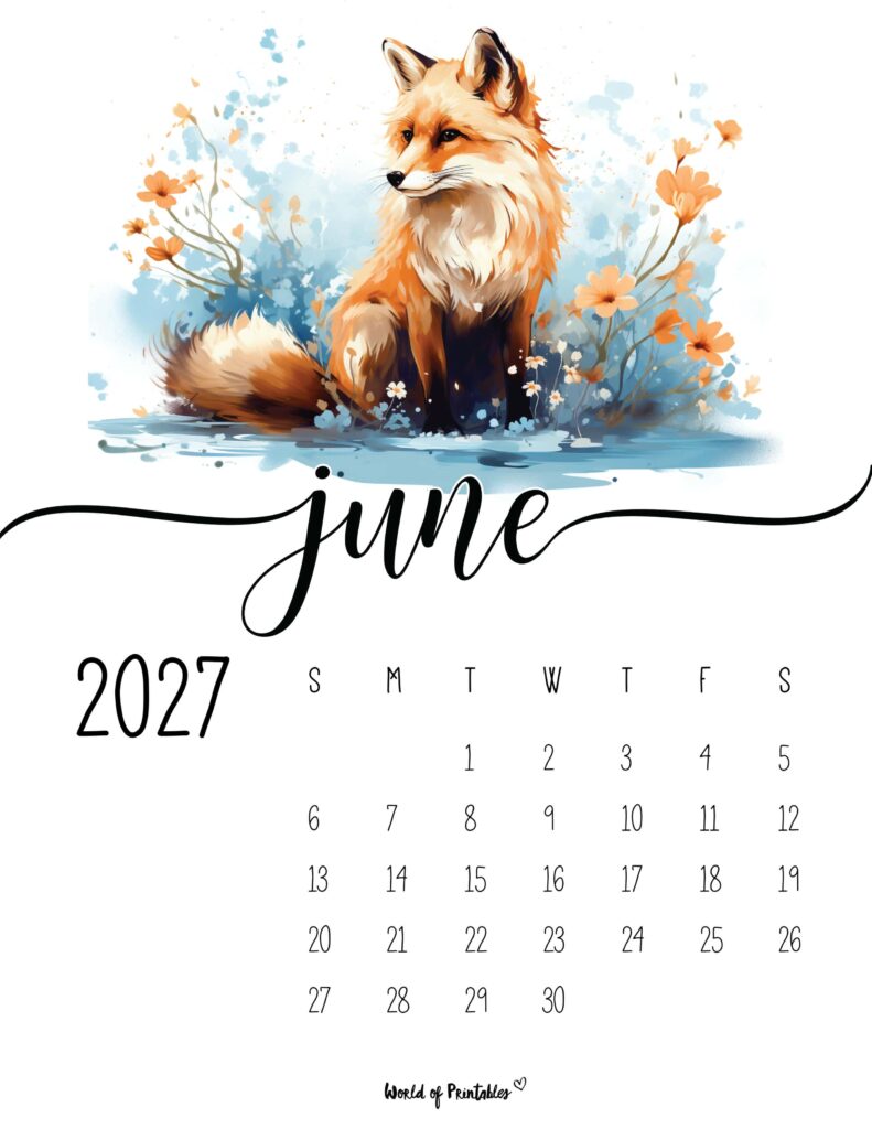 Printable June 2027 Calendar Design 222