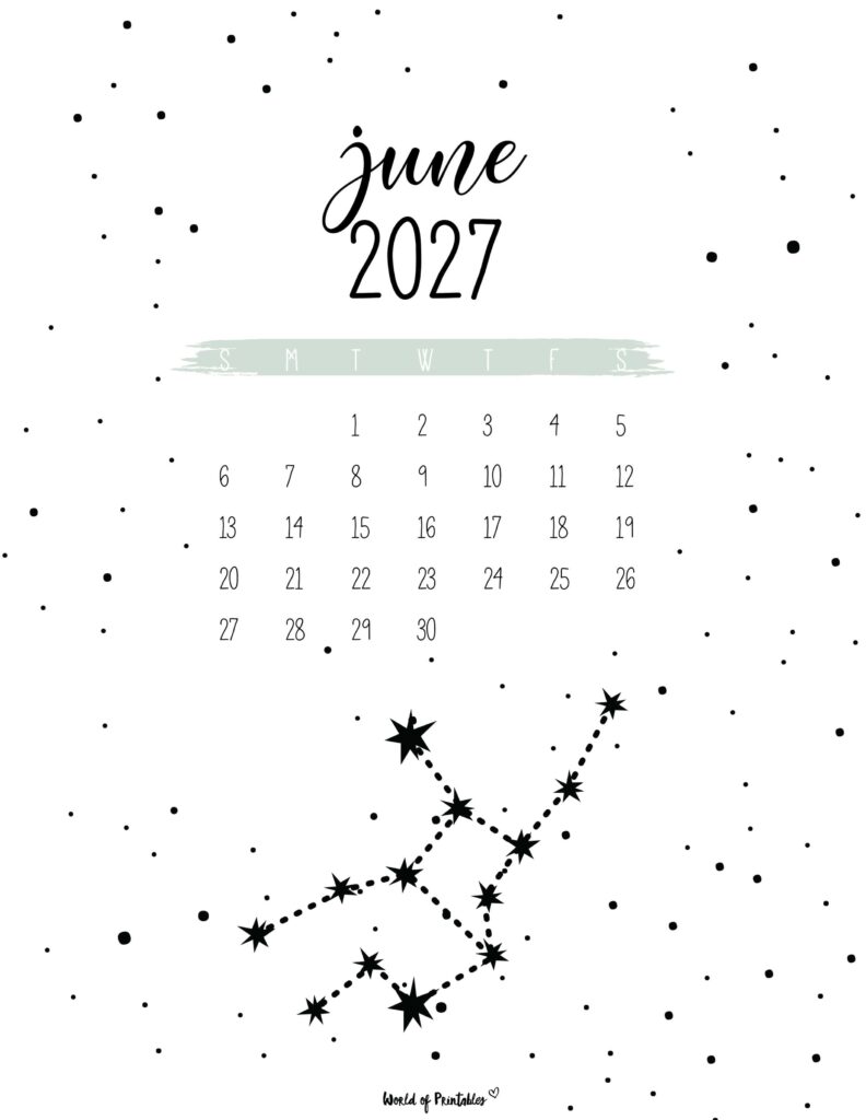 Printable June 2027 Calendar Design 24