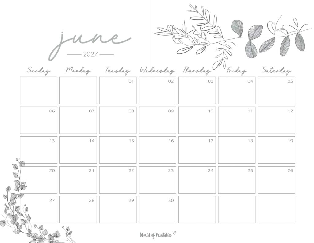 Printable June 2027 Calendar Design 249
