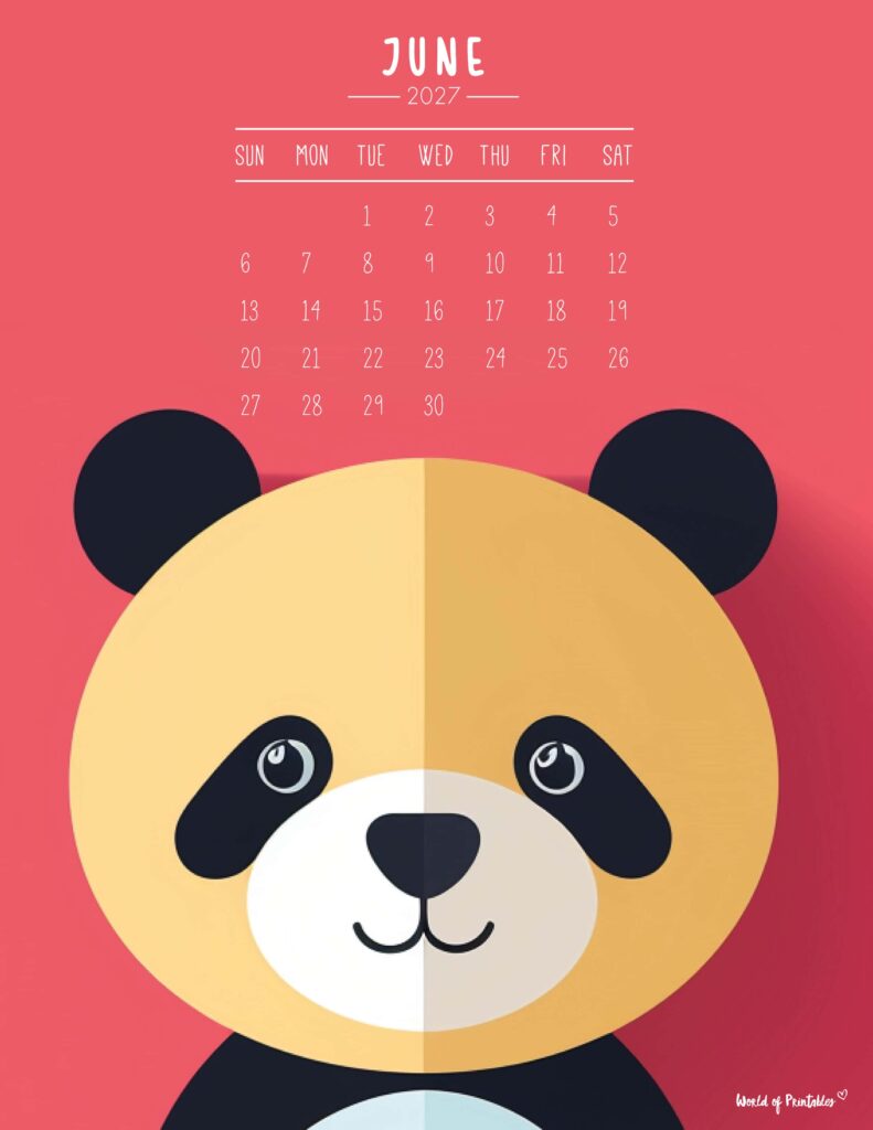 Printable June 2027 Calendar Design 251 - Sunday