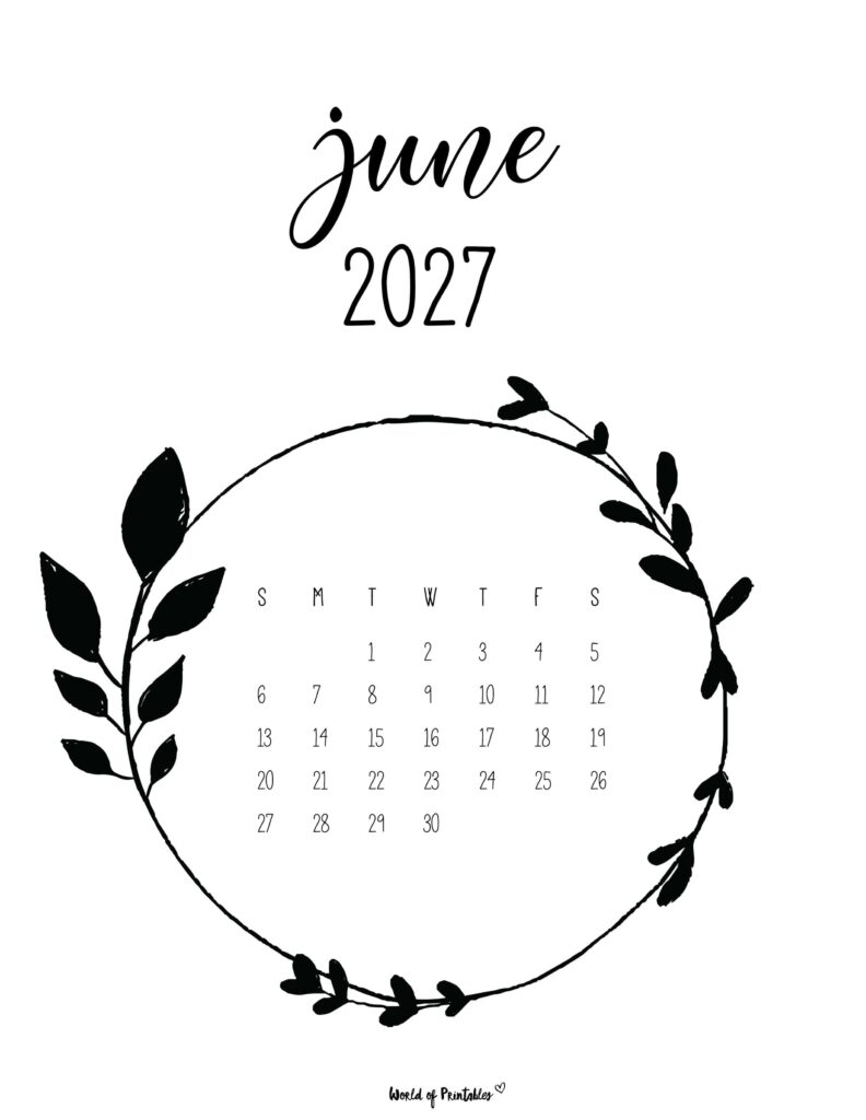 Printable June 2027 Calendar Design 27