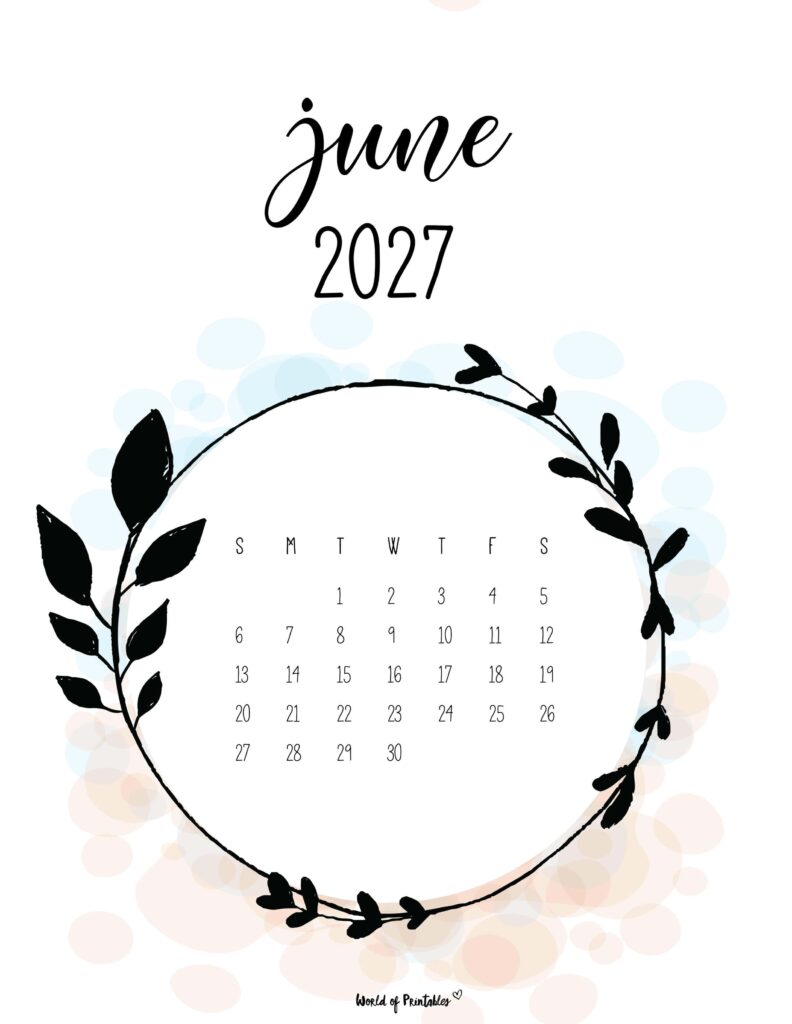 Printable June 2027 Calendar Design 27 alt