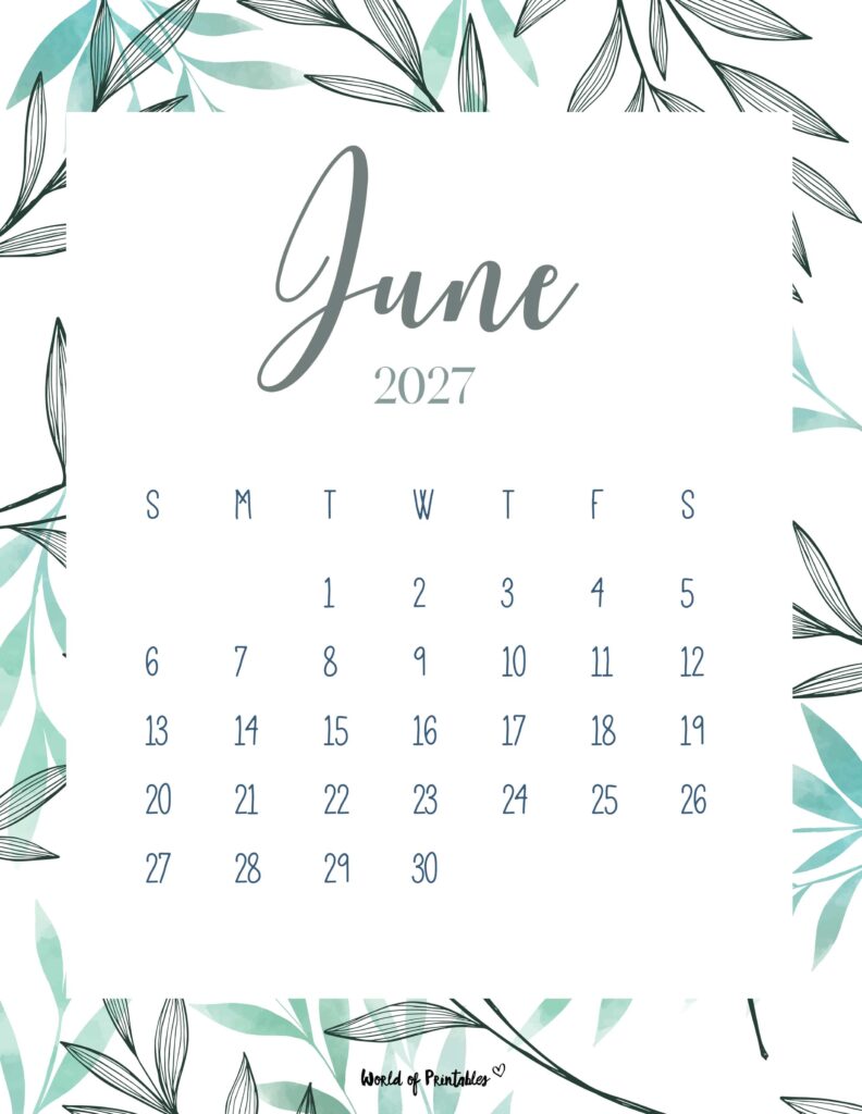 Printable June 2027 Calendar Design 3