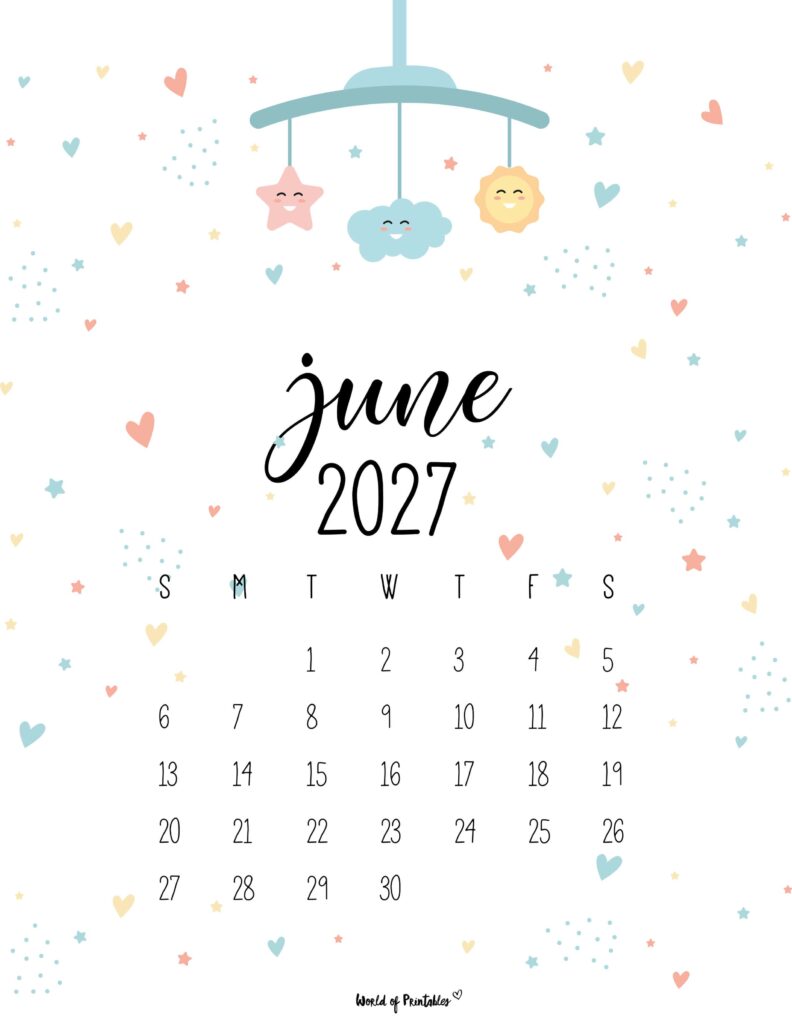 Printable June 2027 Calendar Design 31