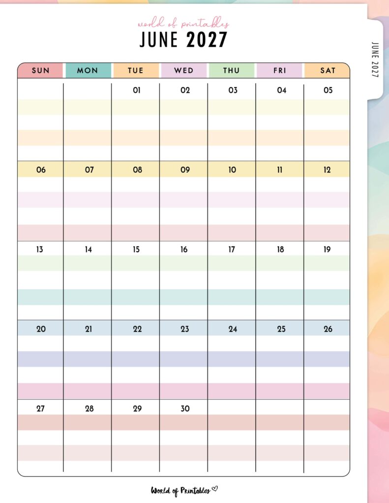 Printable June 2027 Calendar Design 314