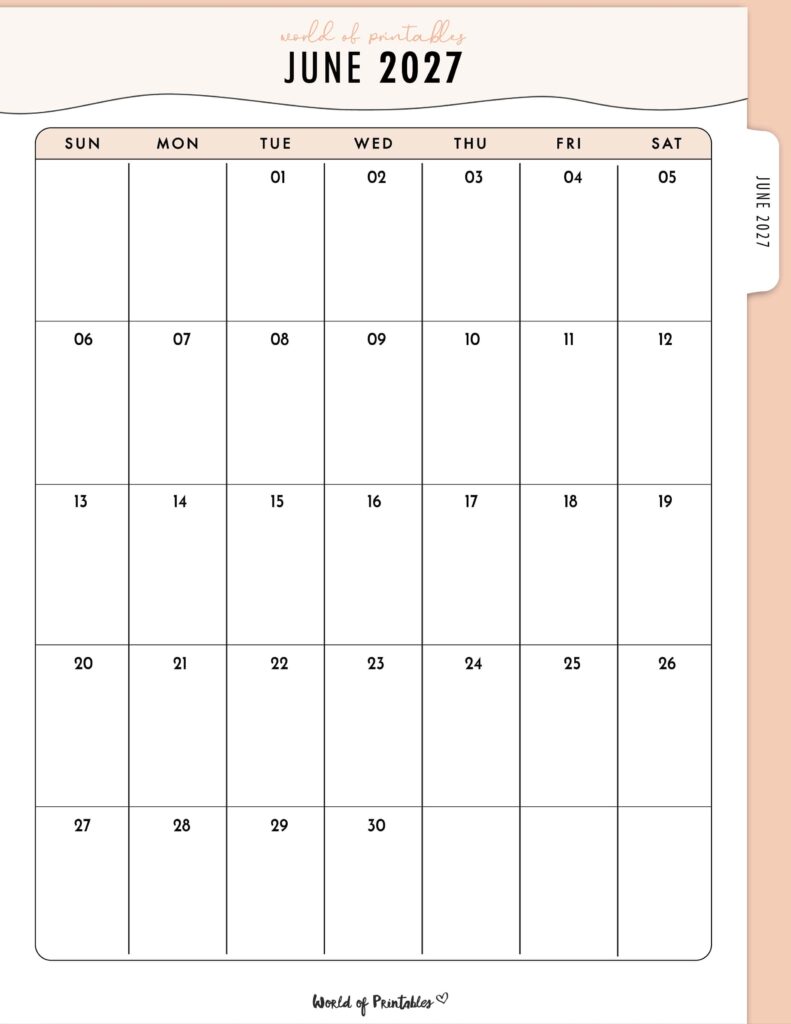 Printable June 2027 Calendar Design 318