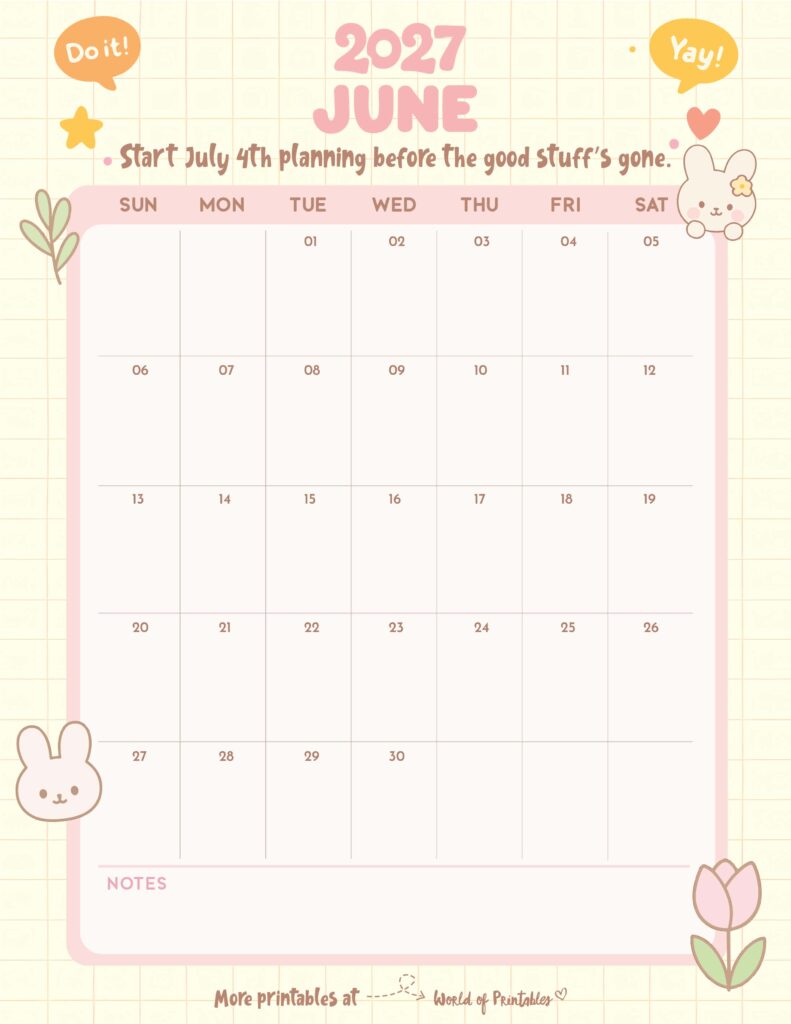Printable June 2027 Calendar Design 326