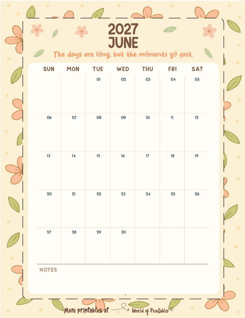 Printable June 2027 Calendar Design 327