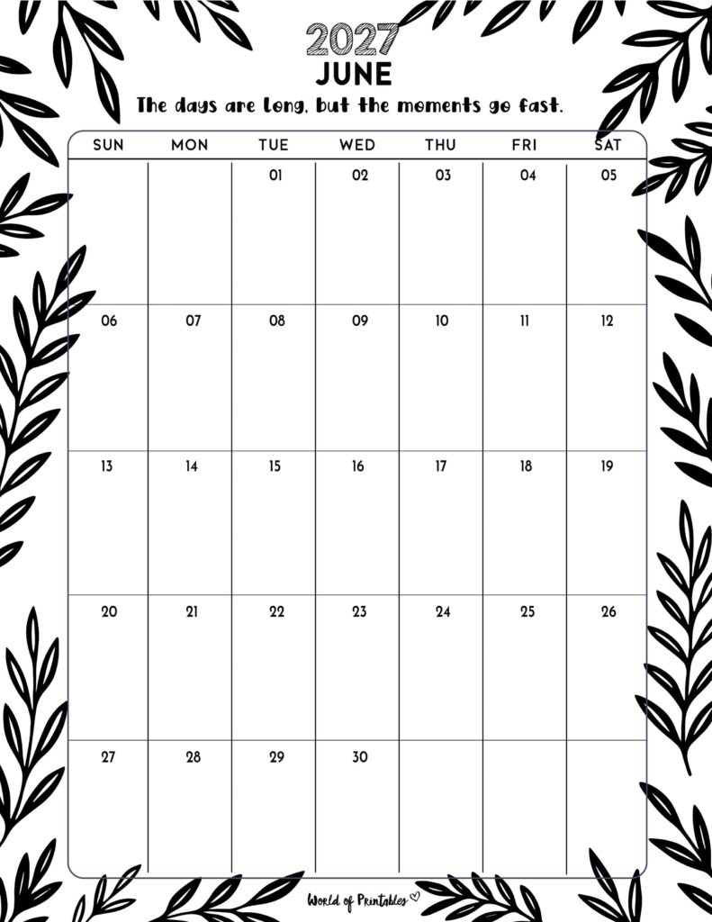 Printable June 2027 Calendar Design 328