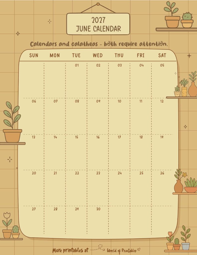 Printable June 2027 Calendar Design 336
