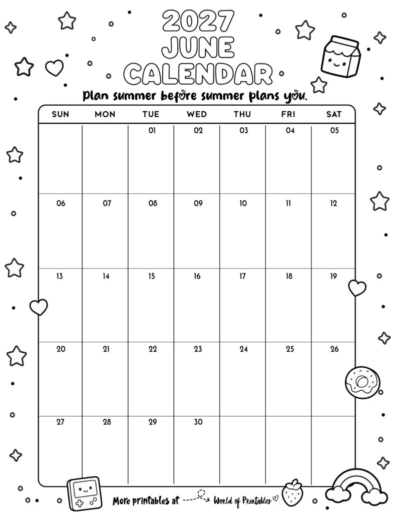 Printable June 2027 Calendar Design 340