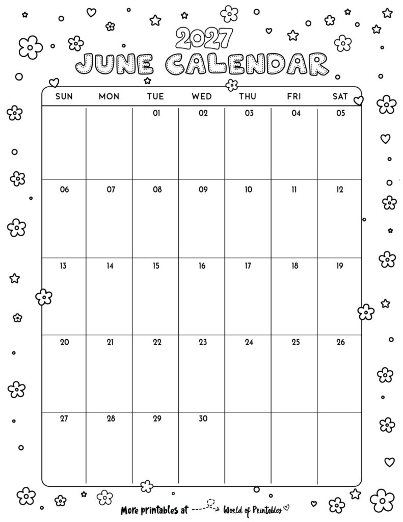 Printable June 2027 Calendar Design 342