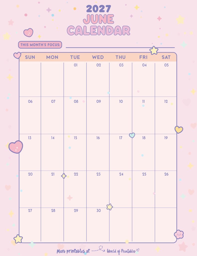 Printable June 2027 Calendar Design 343