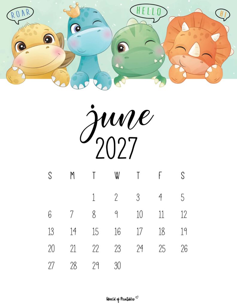 Printable June 2027 Calendar Design 35